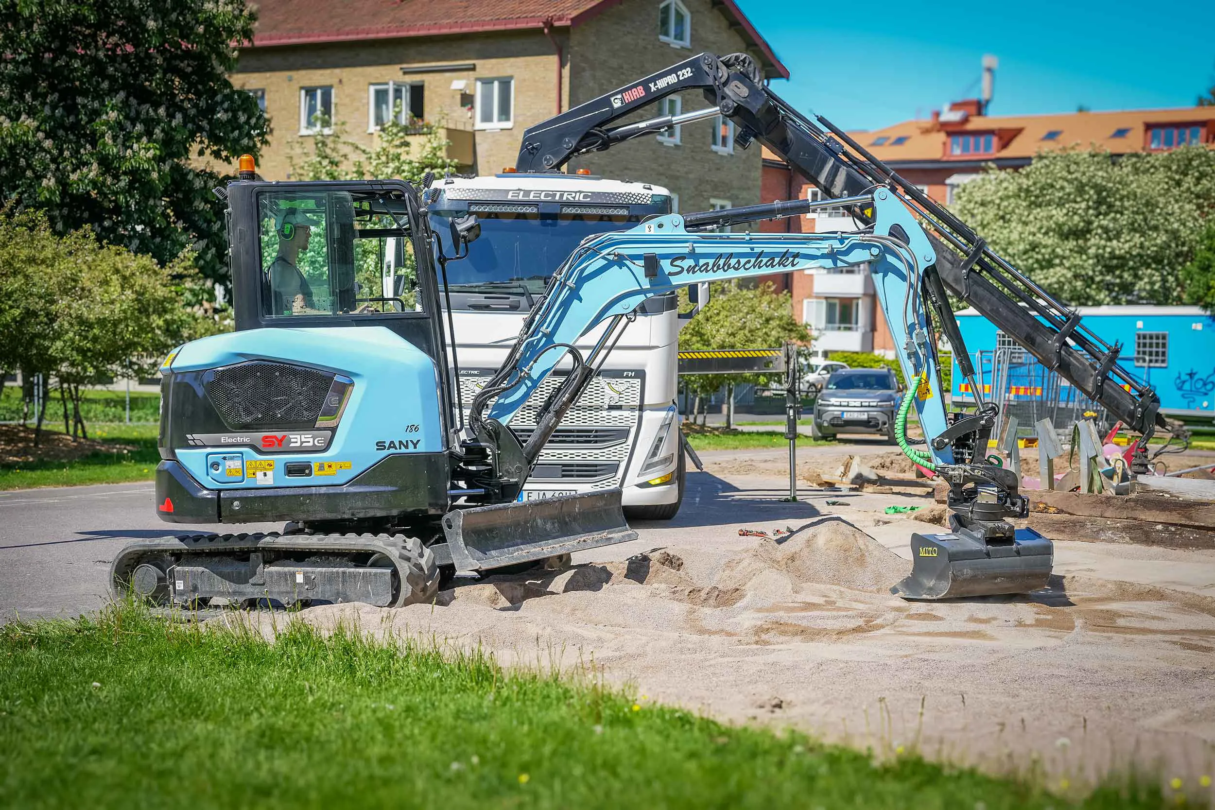 Snabbschakt Minigravare Gravmaskin Sany 35E Elgravmaskin Mito Entrack Planeringsskopa DSC06691